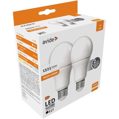 Avide | ABG27NW-13W-APTP | LED GLS 13w ES Cool White Twin Pack